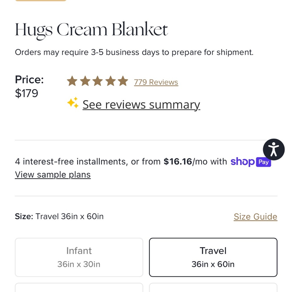 Minky Couture Cream Travel Blanket - Picture 2 of 3